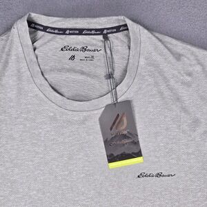 Eddie Bauer Shirt Mens XL Gray Motion Alloy Short‎ Sleeve Crew Moisture Wicking